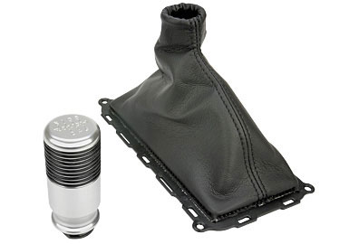Roush Shift Knob w/ Boot, Billet Aluminum w/ Grips, 6 Speed, Mustang, 2011-2013