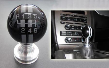 WMS Billiard Shift Knob Kit, Black w/Grey Strips, 2011+ Mustang