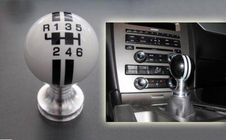 WMS Billiard Shift Knob Kit, White w/Black Strips, 2011+ Mustang