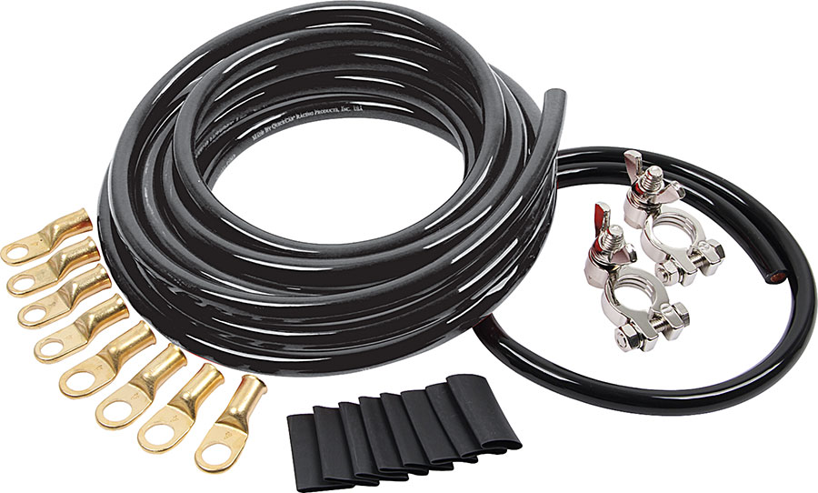 Allstar Battery Cable Kit 2 Gauge 1 Battery, All Black Cables