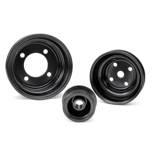 LRS factory size pulley kit - crank, wp and alternator, black steel