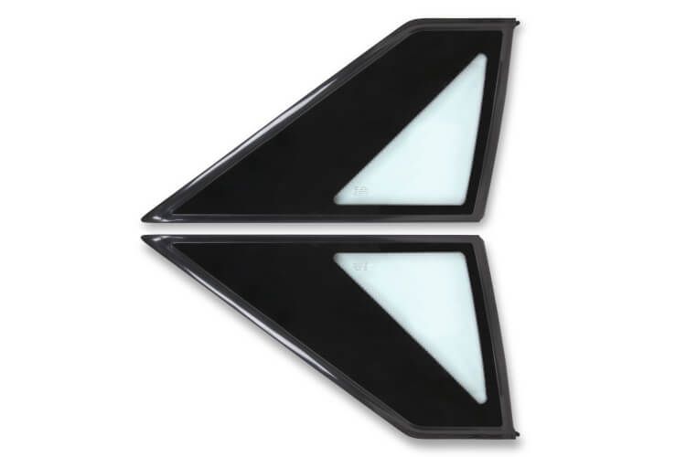 1987-1993 Mustang Hatchback Complete Quarter Window Glass and Molding (Pair)