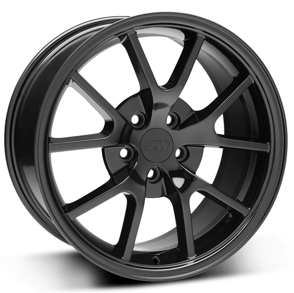 FR500 Style wheel, 18x9 / 18x10 Gloss Black, 5x4.5 bolt pattern Mustang