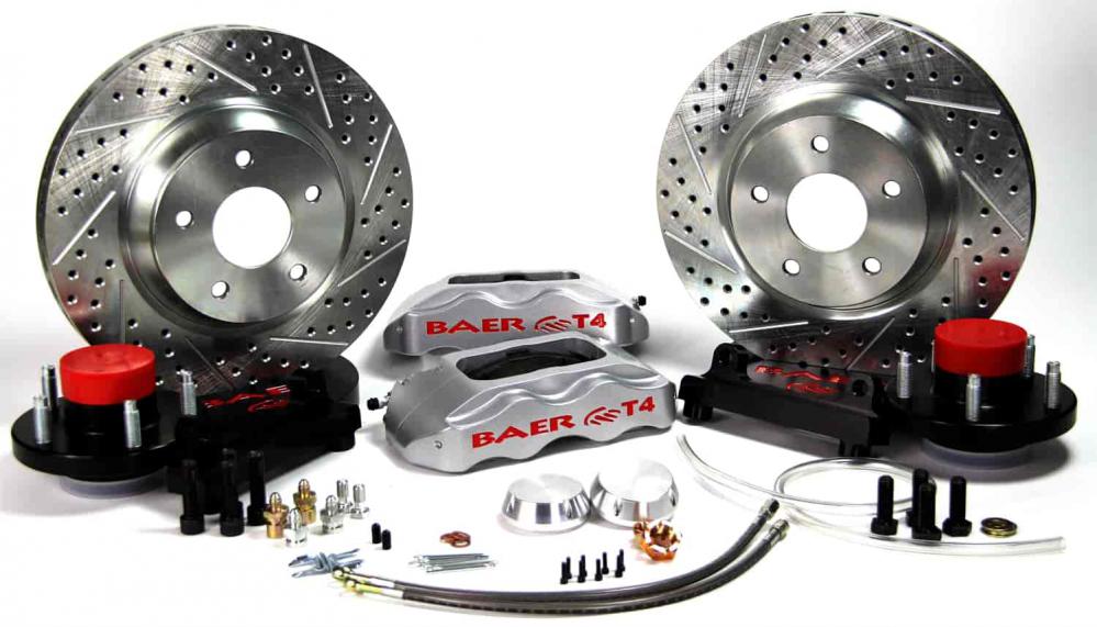 BAER TRACK-4 13 Silver, front kit with 4 bolt spindles, 1979-93 Mustang