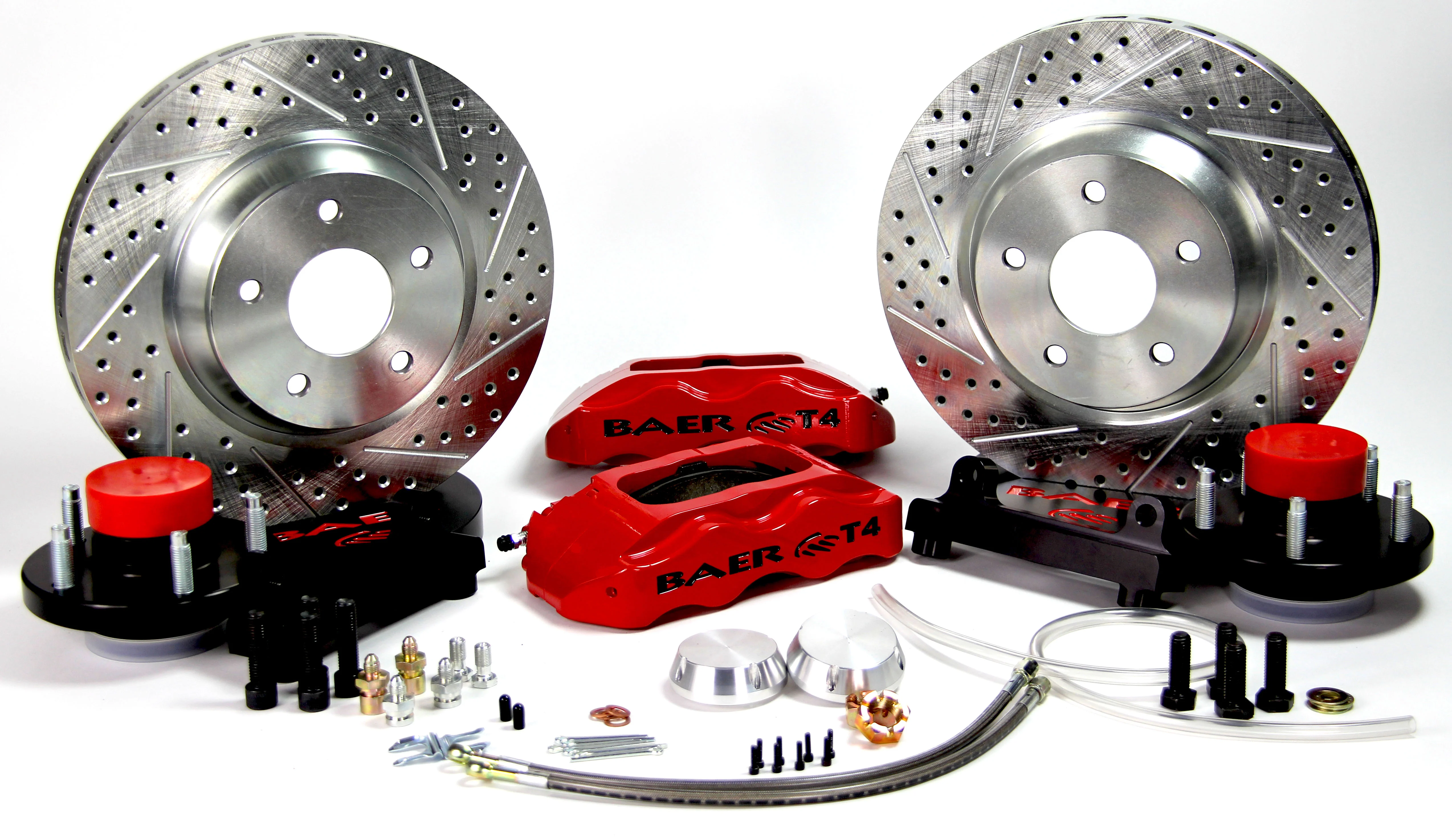 Baer Track4 13 Front brake kit, 87-93 Mustang with stock spindles, 5 bolt, Red