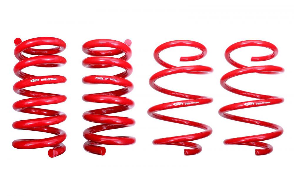 BMR Lowering springs, set of 4, handling, with MagneRide, Red, 15-23 GT/GT350, 24+ Mustang