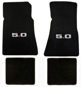 Floor Mats 1979-93 Mustang w/ 5.0 logo, Black