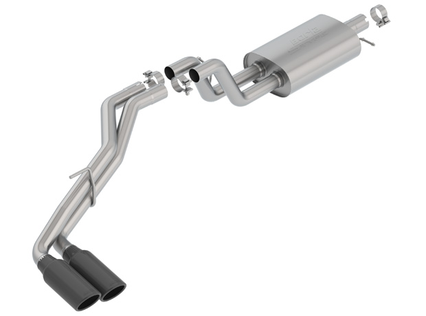 Borla S-type Catback Exhaust, Dual black tips, 2019-22 Ranger 2.3 Ecoboost