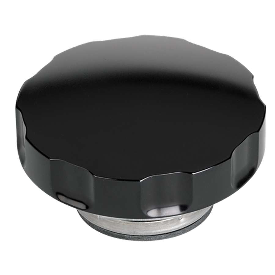 Billet Specialties Radiator cap, 16lb, notched grip black anodized