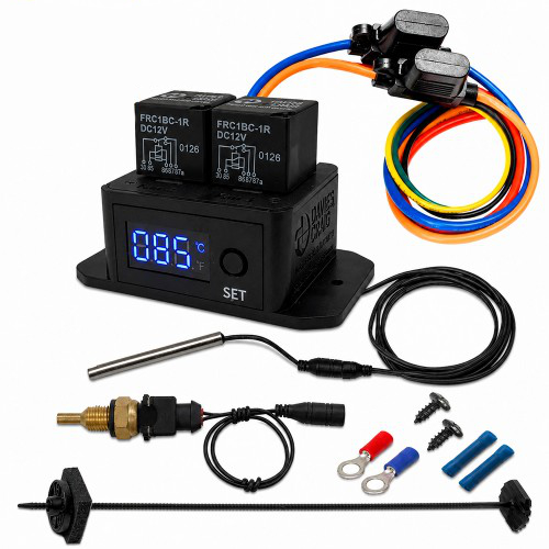 Davies Adjustable Fan Controller, 104-230 degree, dual relays, 1/4 npt sensor