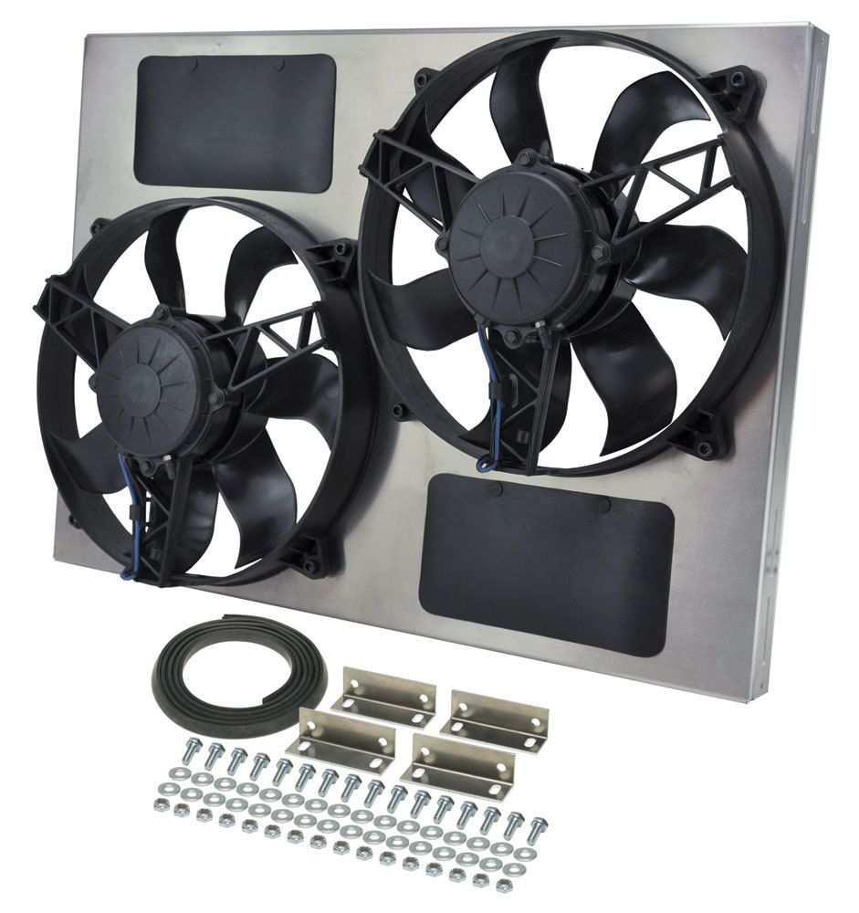 Derale Dual fan assembly with aluminum shroud, 24x17x4.5, 3750cfm