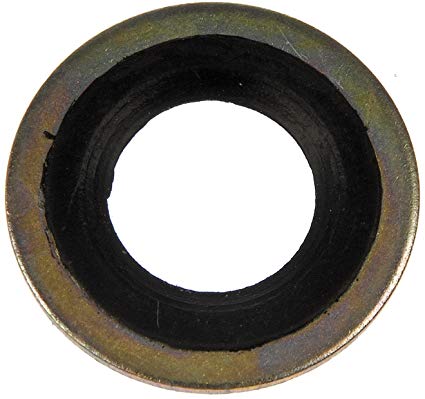 Oil pan drain plug seal, steel with rubber, 5.0 Mustang