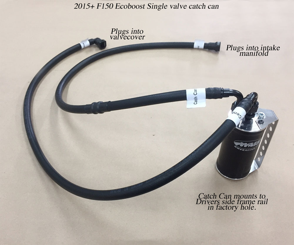 WMS Catch Can Oil Separator single valve, 2015+ F150 Ecoboost 3.5 and 2.7
