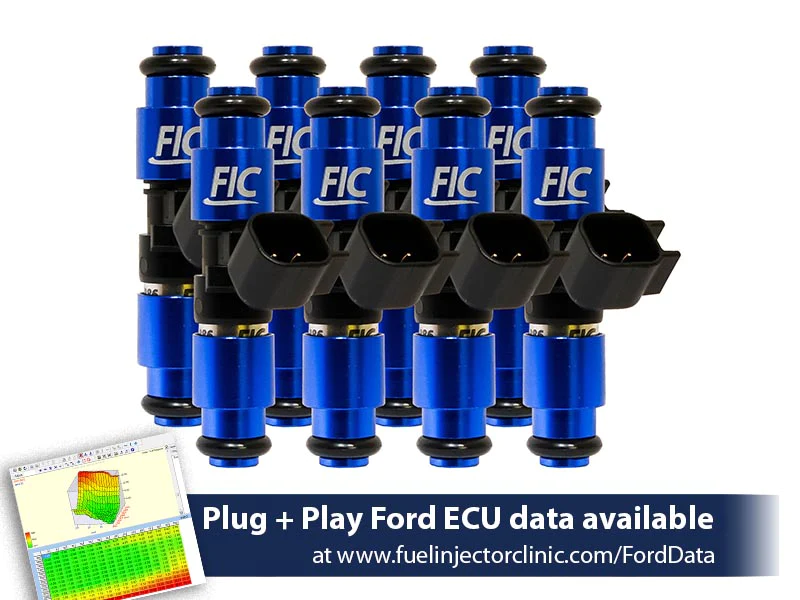 FIC Injectors 1000cc / 85lb, EV6 oval plug, fit most Ford engines, set of 8