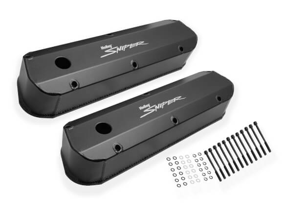 Holley Sniper Fabricated valvecovers, black aluminum tall, 5.0 / 302