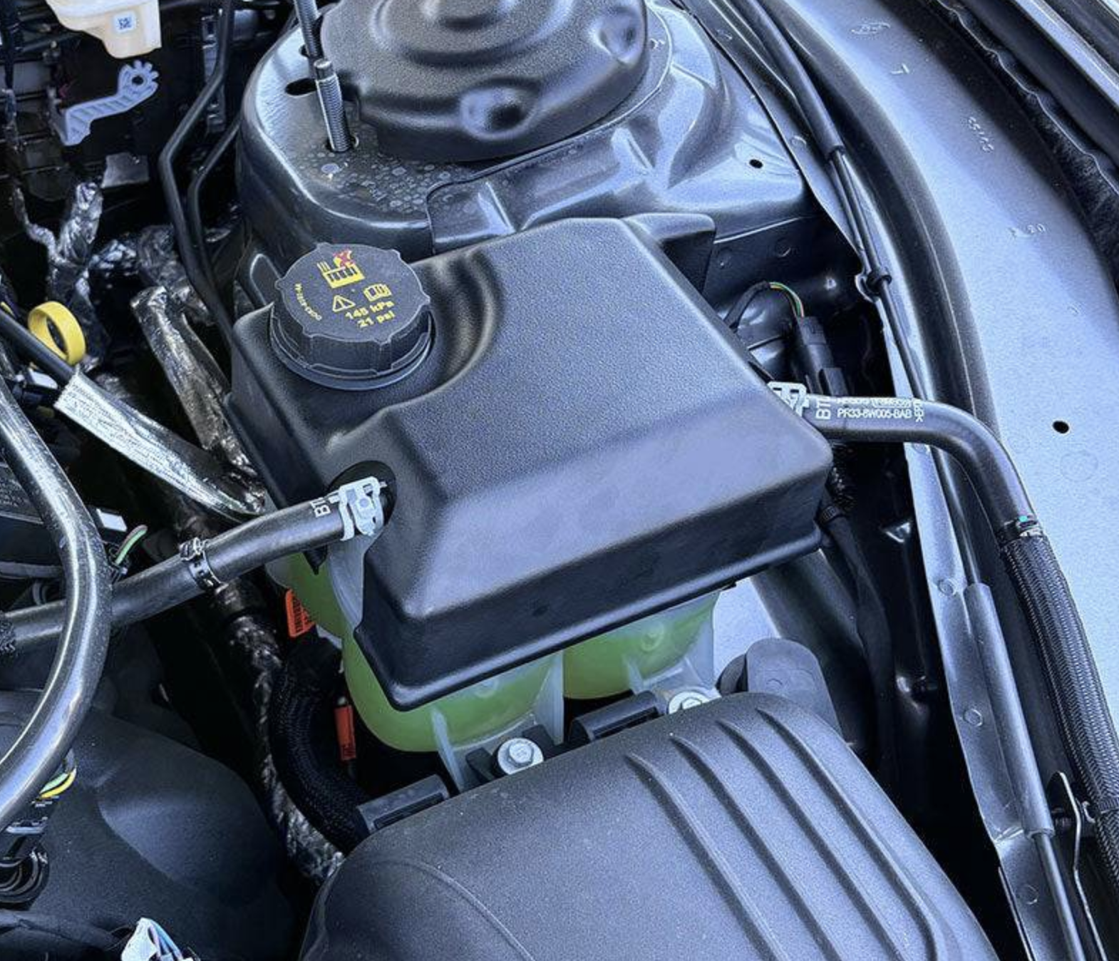 JLT Black Coolant Tank Cover , 2024+ Mustang