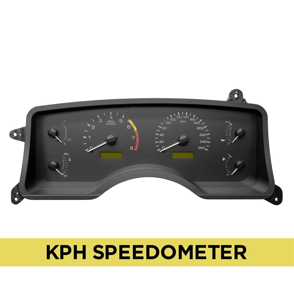 5.0 Resto Stock Style Digital Gauge Cluster, kph, 90-93 Mustang