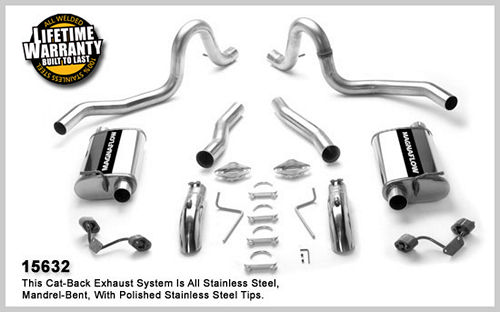 Magnaflow 2.5 Exhaust, 3 SS Tips, 1987-93 Mustang GT