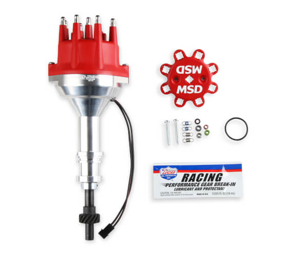 MSD Distributor Ford 351w, Pro Billet, Small Red Cap, Steel Gear