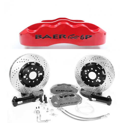 Baer Pro+ 14, Rear, 1993-1993 Ford Mustang 4lug, 6P Red