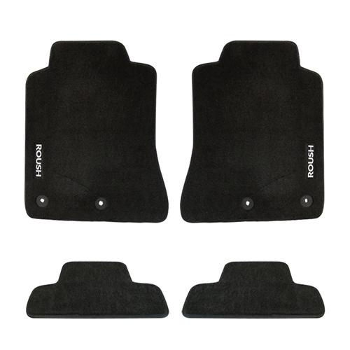 Roush Embroidered Black Floor Mats , 2015+ Mustang 5.0L / 3.7L / 2.3L