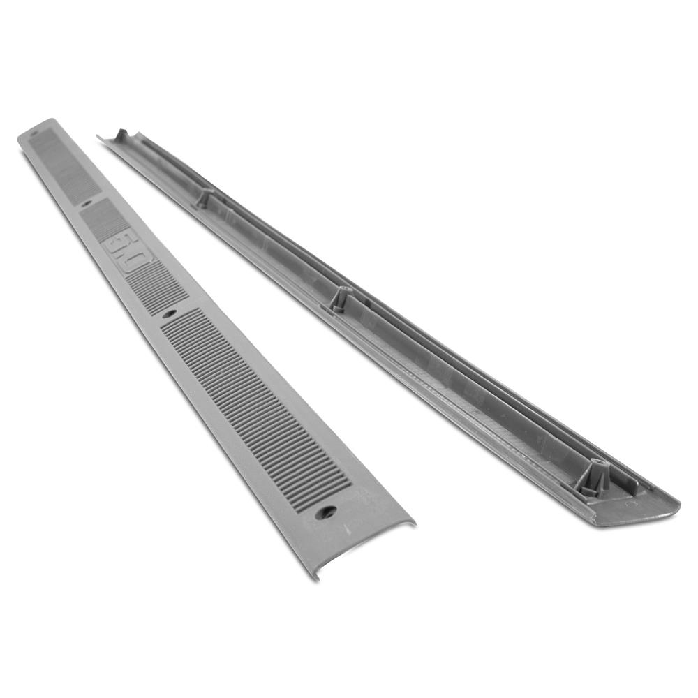 Scott Drake Door Sill plates, Gray with 5.0 logo, 79-93 Mustang