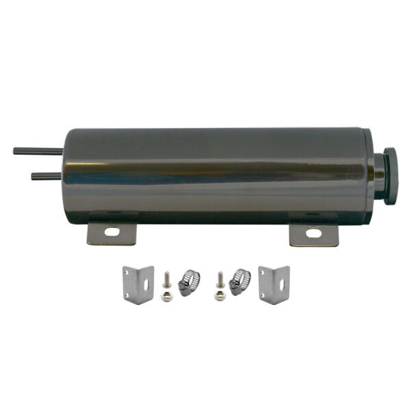 Coolant overflow tank, black powder coated stainless 3x10 in