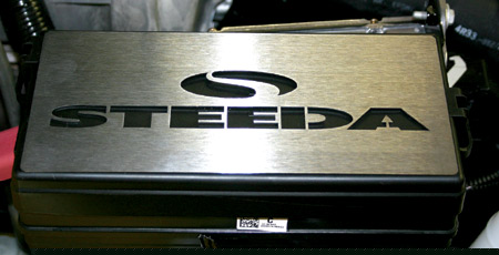 Steeda Fuse box cover, brushed aluminum, 2005 Mustang