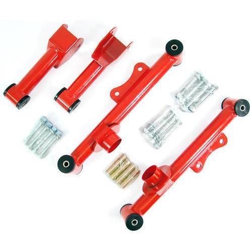 Rear Control Arm kit - upper, lower and bolts, Red, 1979-04 Mustang