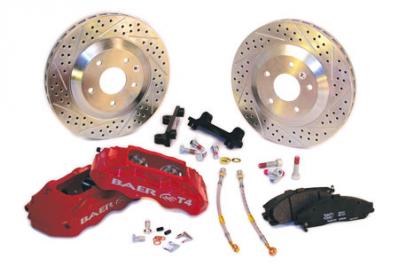 BAER TRACK-4 13 Red, front kit with 4 bolt spindles, 1979-93 Mustang