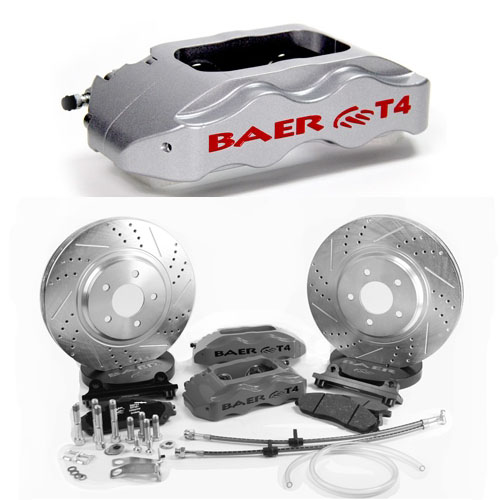 BAER TRACK-4 13 Silver, front, 1974-1978 Mustang-II