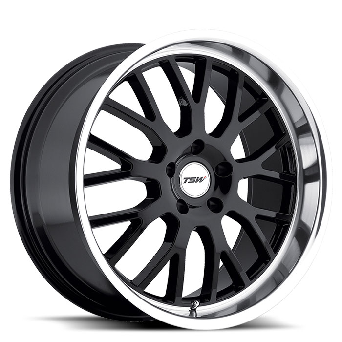 TSW Tremblant 18x9.5, black w/mirror lip, 5x4.5 20ET