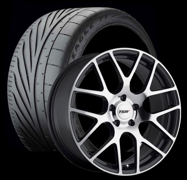 TSW Nurburgring Silver and Goodyear Supercar G2 package, 2005+ Mustang