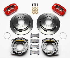 Wilwood Rear Disc kit, Dynapro 4P 11 w/ ebrake, red, 1979-93 Mustang 5x4.5