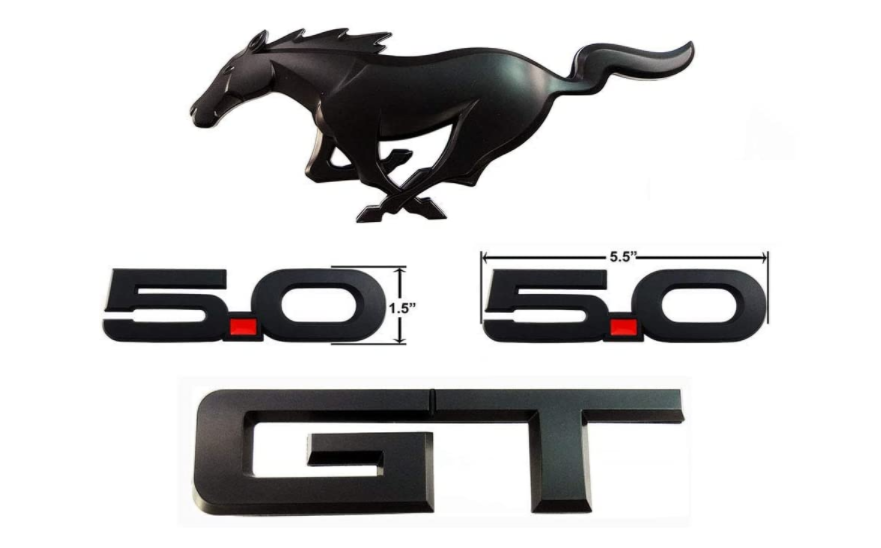 Black Emblem kit, 4 pieces, 2015+ Mustang 5.0