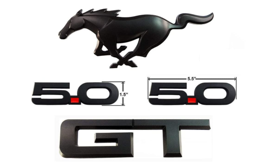 Black Emblem kit, 4 pieces, 2015-22 Mustang 5.0