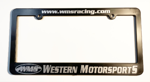 WMS License Plate Frame, black with silver lettering